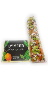 חליטת פירות מתקתקה, מנגו אייס. מכילה קוביות פירות בטעמים, מנגו, קוקוס, קיווי. אופן השימוש: לשים כפית מהקוביות בתוך כוס עם מים רותחים ולערבב, להמתין 5 דקות ובסיום השתייה מומלץ מאוד לאכול את הפירות. ניתן להגיש כחליטה חמה או כאייס-טי. מאוד טעימה כחליטה קרה, יש להוסיף קרח לאחר שחרור הטעמים.. אין צורך להוסיף סוכר או תיון. -ללא קפאין- מומלץ להוסיף את קוביות החליטה ליוגורט, עוגות בחושות לפני האפייה, לקינוחים ועוד...
